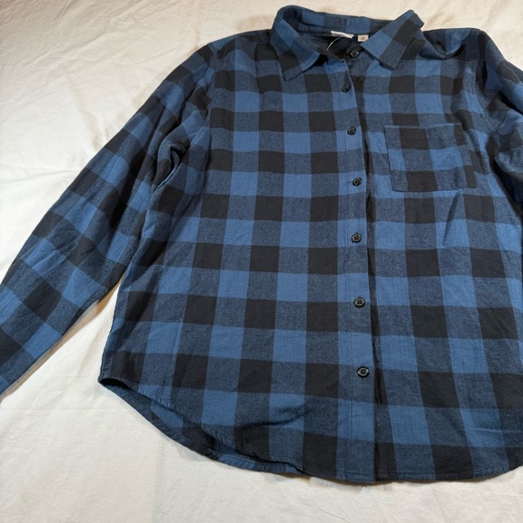 Grateful Dead Blue Plaid Flannel Shirt Skeleton Roses Graphic Womens Medium NWT - Picture 4 of 16